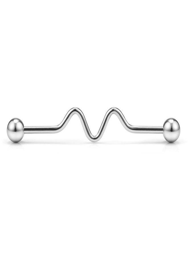 Ruifan 5PCS Industrial Barbell Earring Stainless Steel 14 Gauge Cartilage Earring Body Piercing 1 1/2 Inch(38mm)- Coil, Wave, Twister, Spiral,Heart(Steel) - Image 4