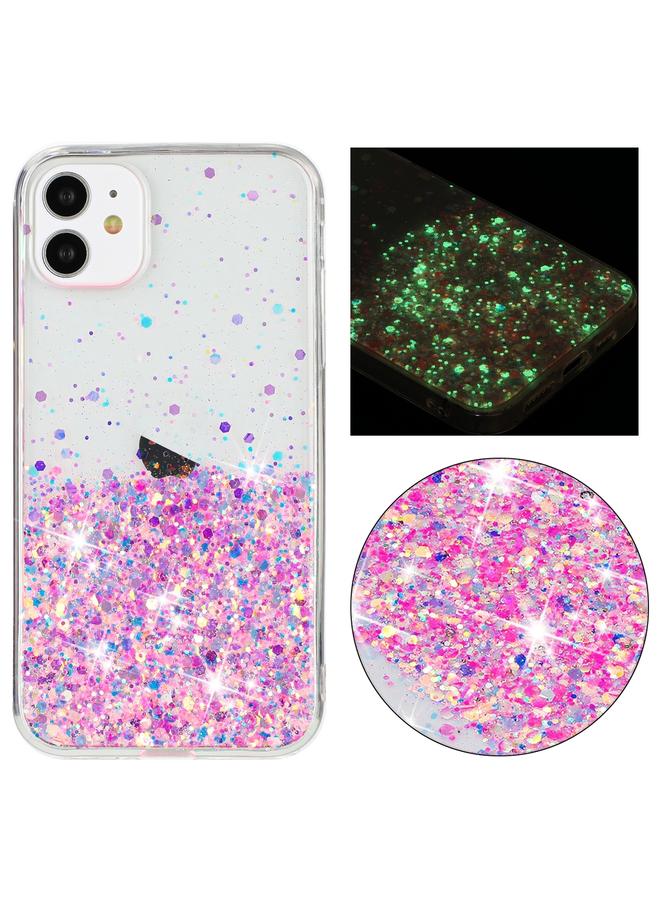 S-TOP Case For iPhone 11 Transparent Frame Noctilucent Glitter Powder TPU Phone Case - Image 1