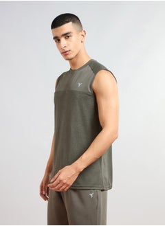 Technosport Men Solid Slim Fit Tank T-Shirt with Logo Print by Styli  - Image 2