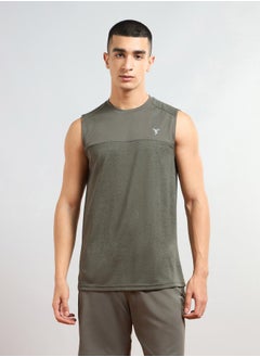 Technosport Men Solid Slim Fit Tank T-Shirt with Logo Print by Styli  - Image 1