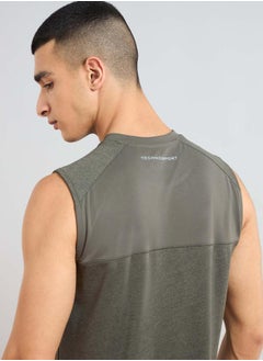Technosport Men Solid Slim Fit Tank T-Shirt with Logo Print by Styli  - Image 3