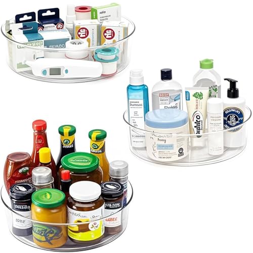 YCLADEC 3 Pack Lazy Susan 11.5" Inch Turntable Organizer for Cabinet Pantry Organizers and Storage Organization Spinning Spice Rack Bins Rotating Condiment for Countertop Kitchen Sink - Image 1