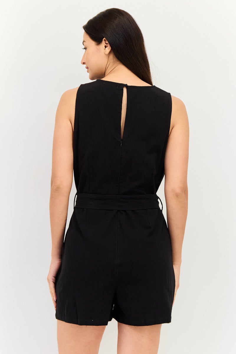 BRAVE SOUL Women Plain Sleeveless Playsuits, Black - Image 3