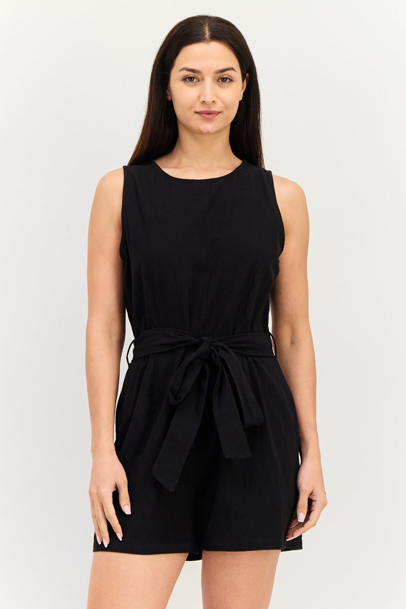 BRAVE SOUL Women Plain Sleeveless Playsuits, Black - Image 1