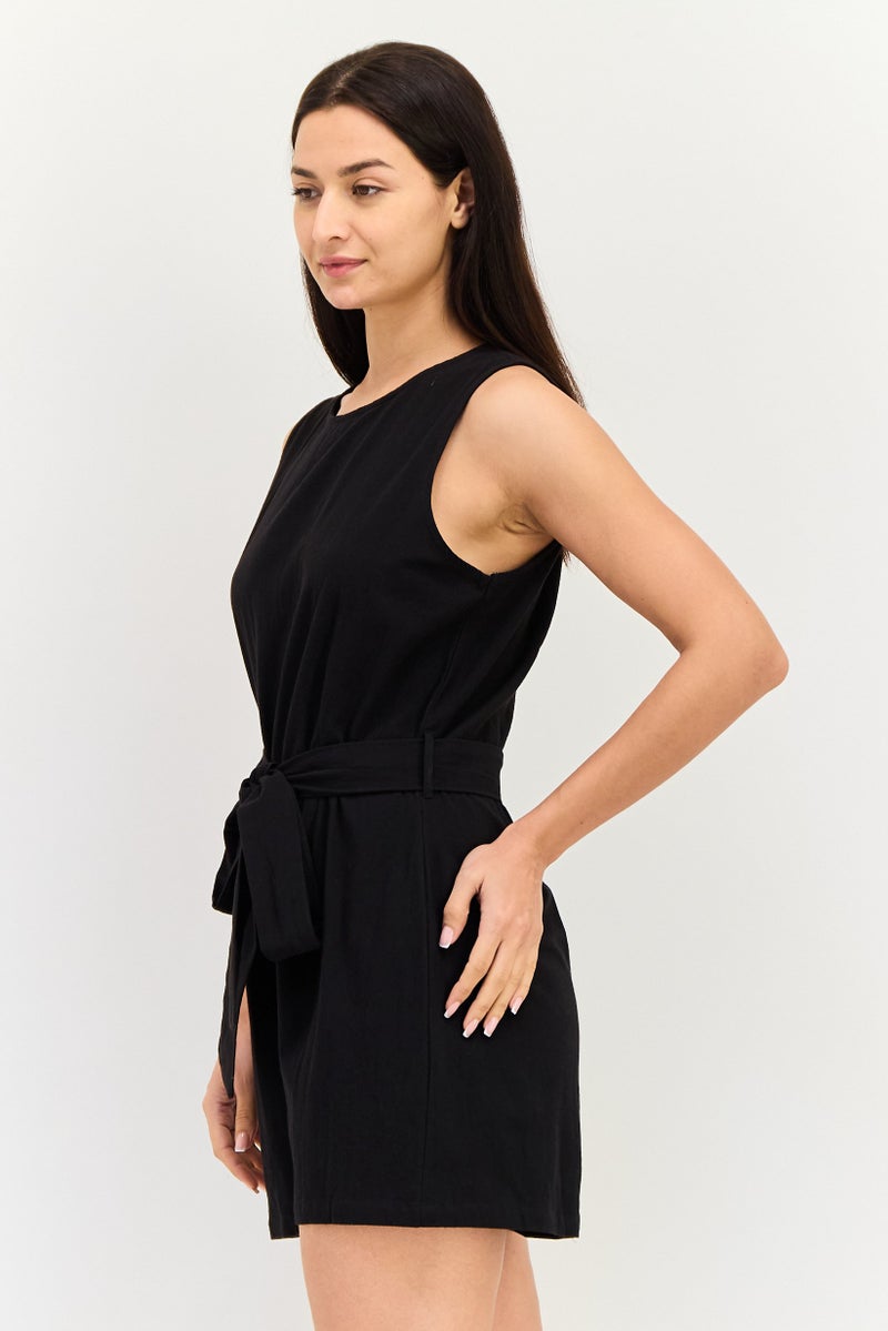 BRAVE SOUL Women Plain Sleeveless Playsuits, Black - Image 4