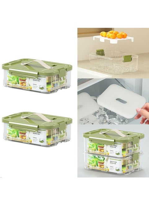 2 Pack Glass Food Storage Containers with Lids，Reusable Meal Prep Container， Stackable Fridge Organizer Box Airtight Food Storage Containers Keep Fruits Vegetables(1000ML)