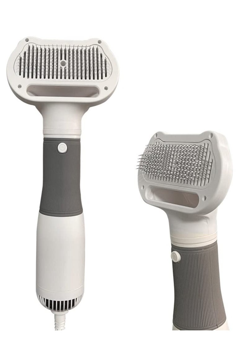 SYOSI Pet Hair Dryer, 2 in 1 Pet Grooming Hair Dryer with Slicker Brush, Home Dog Hair Dryer with Adjustable 3 Temperatures Settings, for Small and Medium Dogs and Cats White(Grey) - Image 1