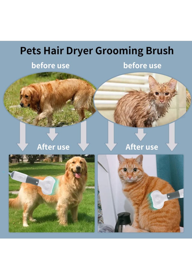 SYOSI Pet Hair Dryer, 2 in 1 Pet Grooming Hair Dryer with Slicker Brush, Home Dog Hair Dryer with Adjustable 3 Temperatures Settings, for Small and Medium Dogs and Cats White(Grey) - Image 2