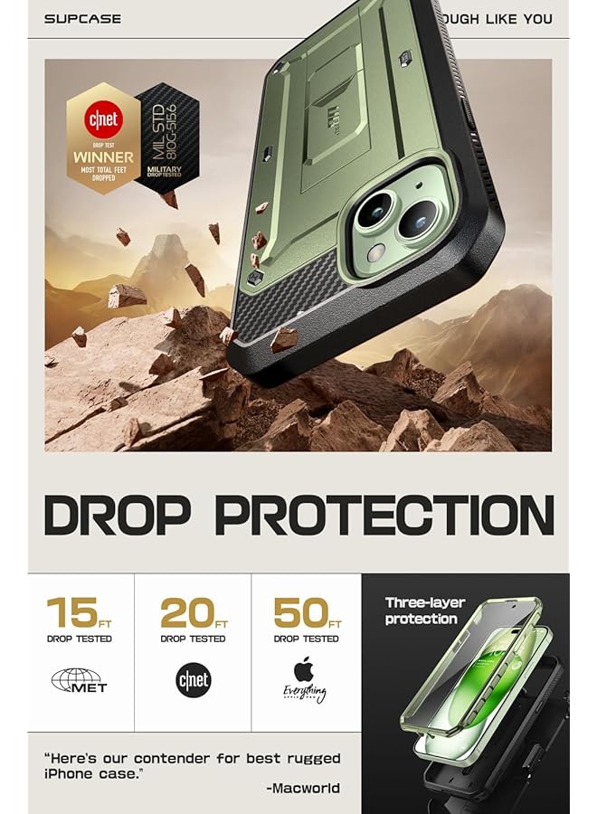 SupCase Unicorn Beetle Pro Case For Iphone 15 6.1 Inch Built In Screen Protector And Kickstand And Belt Clip Heavy Duty Rugged Case Guldan - Image 3