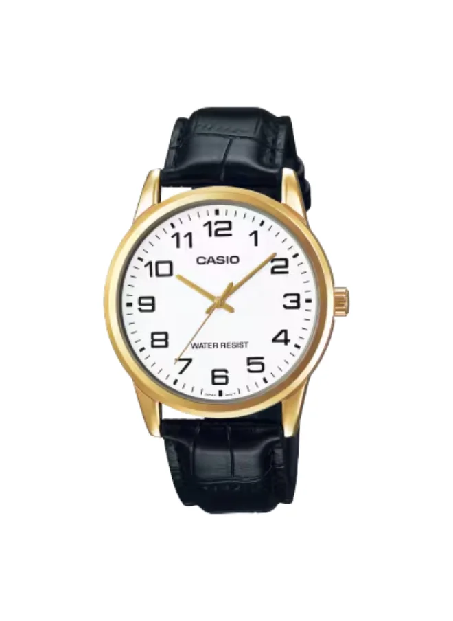 CASIO Men's Analog Display Watch With Black Leather Strap - MTP-V001GL-7BUDF