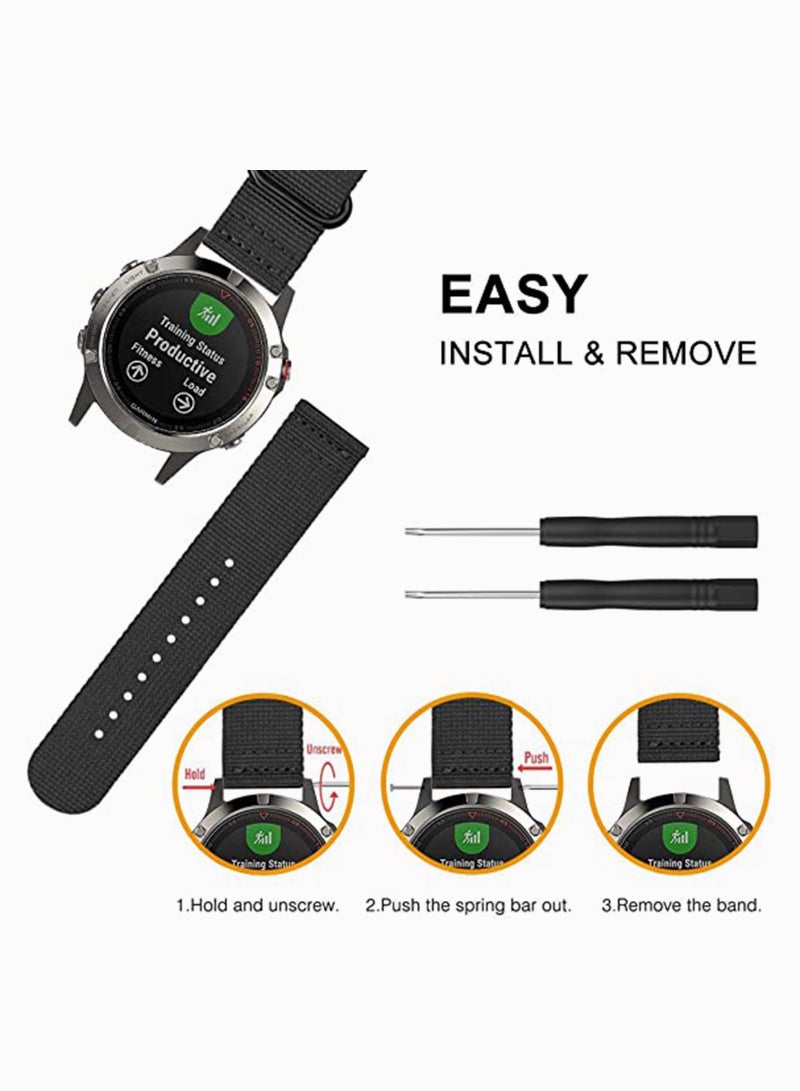 SOLARAE Band Compatible for Garmin Fenix 7/Fenix 5/Fenix 6, 22mm Easy Fit Soft Woven Nylon Sport Strap - Image 3