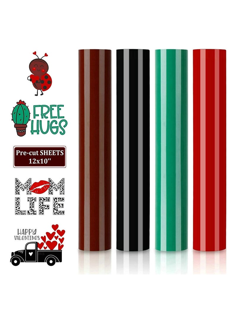 HTV Heat Transfer Vinyl Starter Bundle Fathers Day Cricut Iron Everyday Iron Vinyl for T Shirt Bags Totes Matte Finsh 4 Pre Cut Sheets