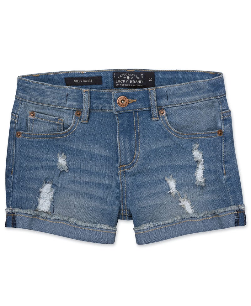 Lucky Brand Girls' Cuffed Jean Shorts, Stretch Denim with 5 pockets, Mid to High Rise Waist, Ronnie Ada, 8 - Image 5
