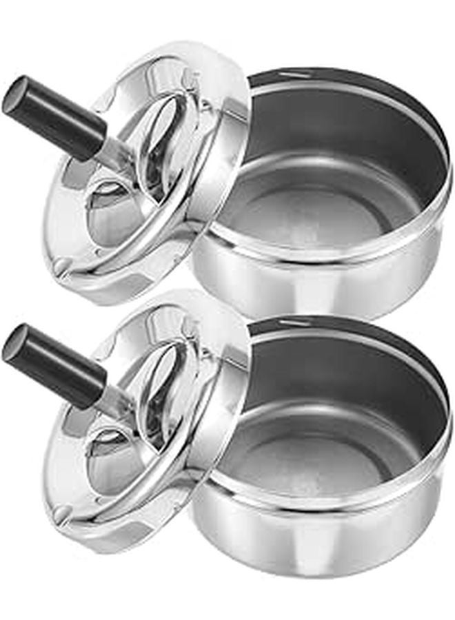 Windproof Rotating Seal Metal Ashtray with Lid Smokeless for Home Office Patio Outdoor Use - Image 1