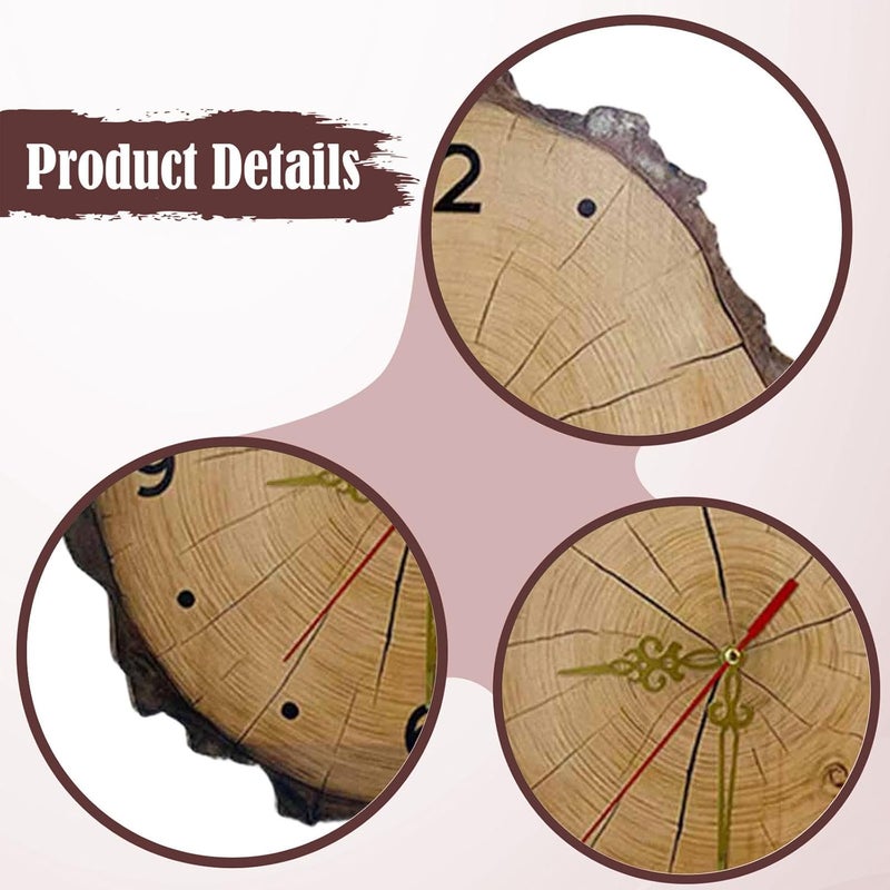 Wall Clock Rustic Wooden Timepiece Silent Hanging Clock Farmhouse Quiet Movement Decorative Watch Suitable for Housewarming Party Class, 25cmx25cmx3mm - Image 2