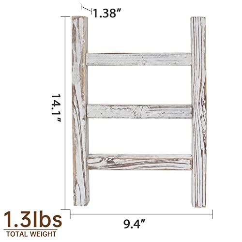 FUIN Wooden Tea Towel Ladder, Mini Ladder Towel Rack Display Hanger, Small Rustic Farmhouse Tea Towel Stand Holder for Country Bathroom Decor, White - Image 4