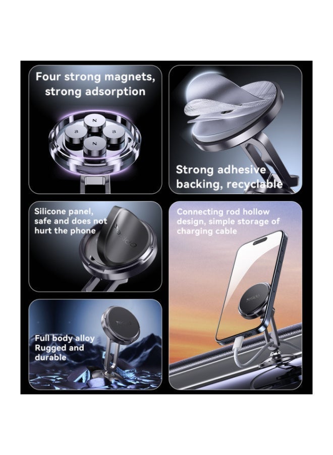 Yesido C210 Magnetic Car Phone Holder, Strong 4 Magnet Mount with Dual Ball Rotation, Zinc Alloy Dashboard Mobile Holder - Image 4