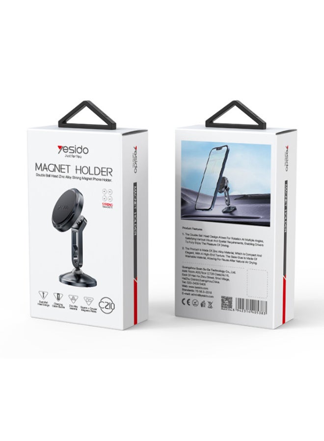 Yesido C210 Magnetic Car Phone Holder, Strong 4 Magnet Mount with Dual Ball Rotation, Zinc Alloy Dashboard Mobile Holder - Image 2