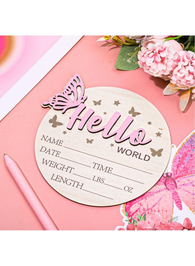 Whaline علامة ولادة جديدة مرحبًا بالعالم من واهلين - علامة إعلان ولادة طفل بتصميم فراشة ونجمة - لوحة خشبية لطيفة لبطاقة معالم عيد الميلاد أو حفلة استقبال المولود - أداة تصوير تذكارية - Image 3