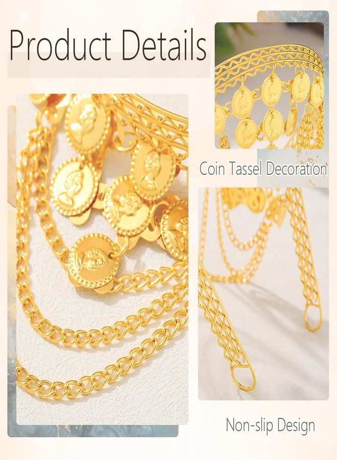 Urieo Boho Gold Head Chain Coin Headpiece Headband Belly Dance Hair Jewelry for Women - Image 5