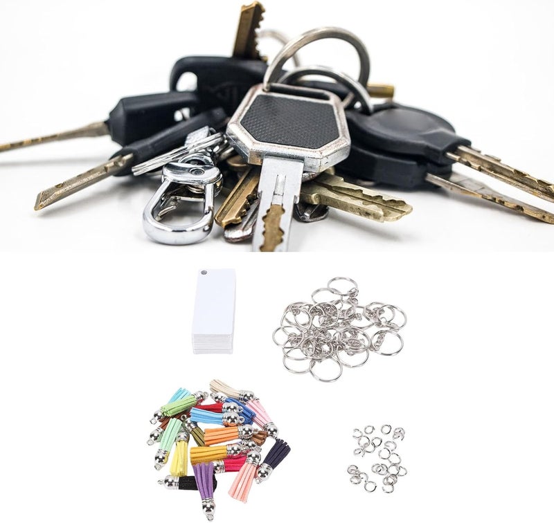 Aramox Metal Sublimation,Keychain Blanks 20 Piece Kit Aluminum Plates With Key Rings Jump Rings Tassels For Diy Custom Keychain Crafting - Image 5