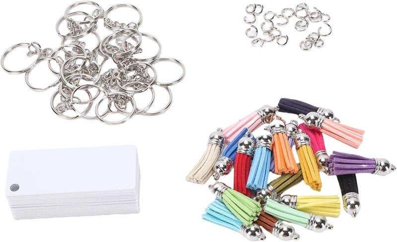 Aramox Metal Sublimation,Keychain Blanks 20 Piece Kit Aluminum Plates With Key Rings Jump Rings Tassels For Diy Custom Keychain Crafting - Image 1
