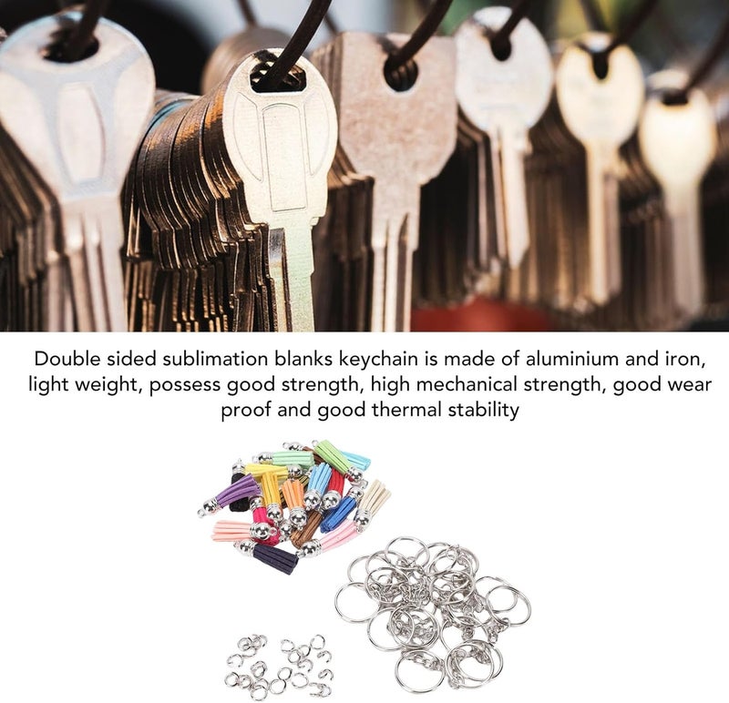Aramox Metal Sublimation,Keychain Blanks 20 Piece Kit Aluminum Plates With Key Rings Jump Rings Tassels For Diy Custom Keychain Crafting - Image 4