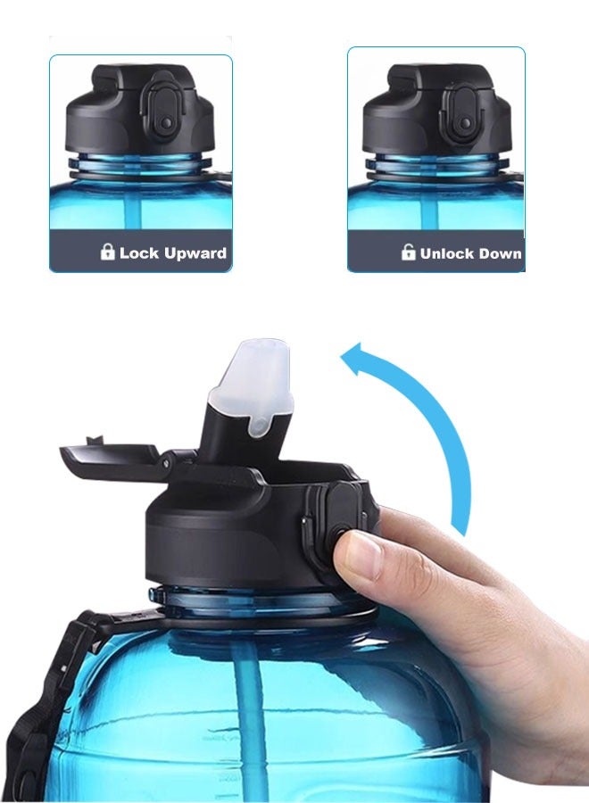 أوسبايس زجاجة مياه كبيرة من التريتان سعة 2.3 لتر مع مقبض لترطيب الجسم طوال اليوم، ماصة سيليكون ناعمة مع غطاء مانع للتسرب لقفل الغطاء لممارسة الرياضة والتخييم والتمارين الرياضية وفي الهواء الطلق - Image 4
