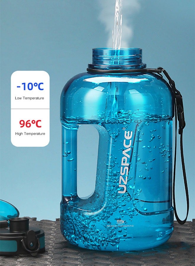 أوسبايس زجاجة مياه كبيرة من التريتان سعة 2.3 لتر مع مقبض لترطيب الجسم طوال اليوم، ماصة سيليكون ناعمة مع غطاء مانع للتسرب لقفل الغطاء لممارسة الرياضة والتخييم والتمارين الرياضية وفي الهواء الطلق - Image 3