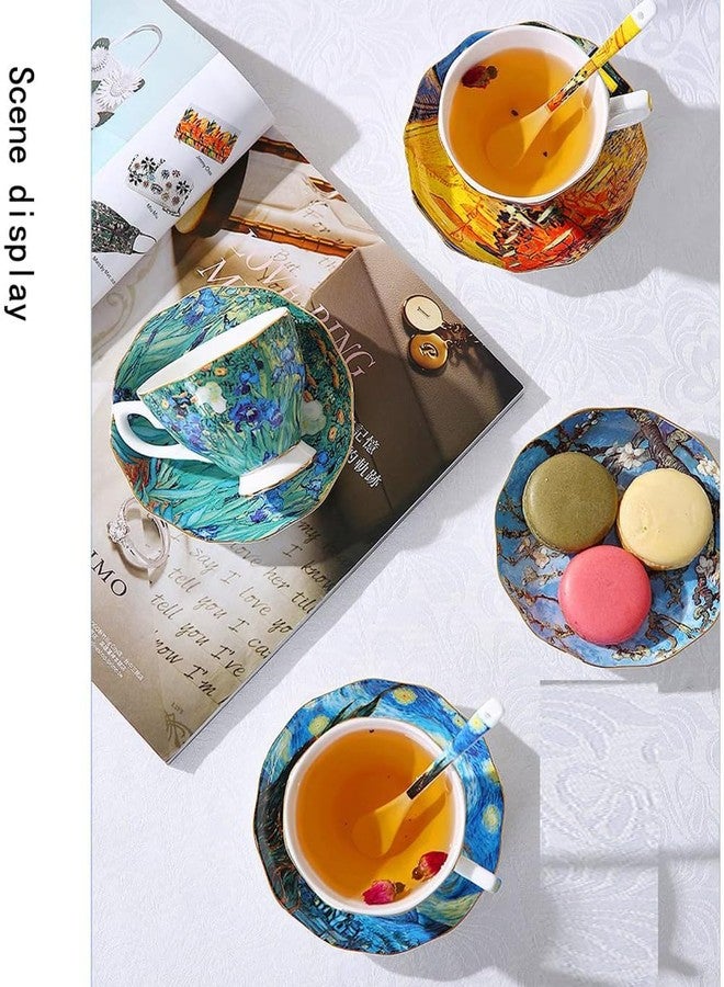 Eplze YBK Tech Bone China Cup and Saucer Set, 7oz Tea Cup - Design Inspired by Van Gogh's Paintings (Night café) - Image 5