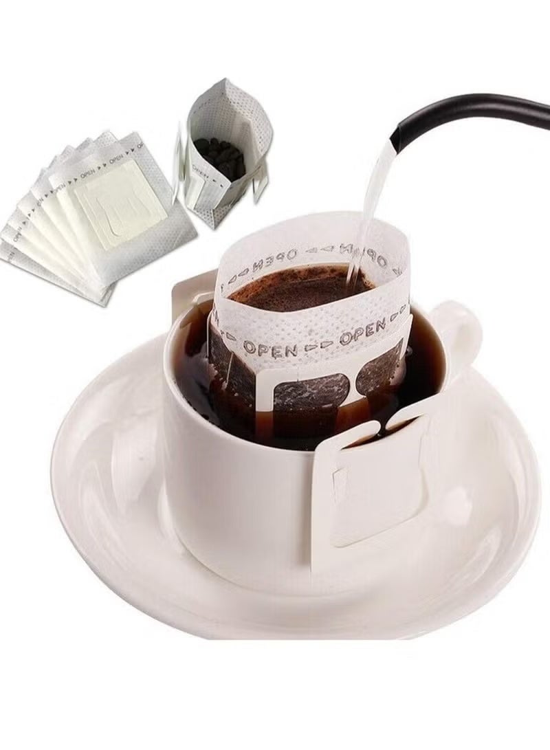 150 قطعة حقيبة فلتر قهوة ورقية بتصميم أذن معلقة، فلتر قهوة ورقي للاستخدام مرة واحدة، متوافق مع مختلف أكواب/أدوات القهوة، مناسب للسفر، التخييم، المنزل، المدرسة، المكتب - Image 2