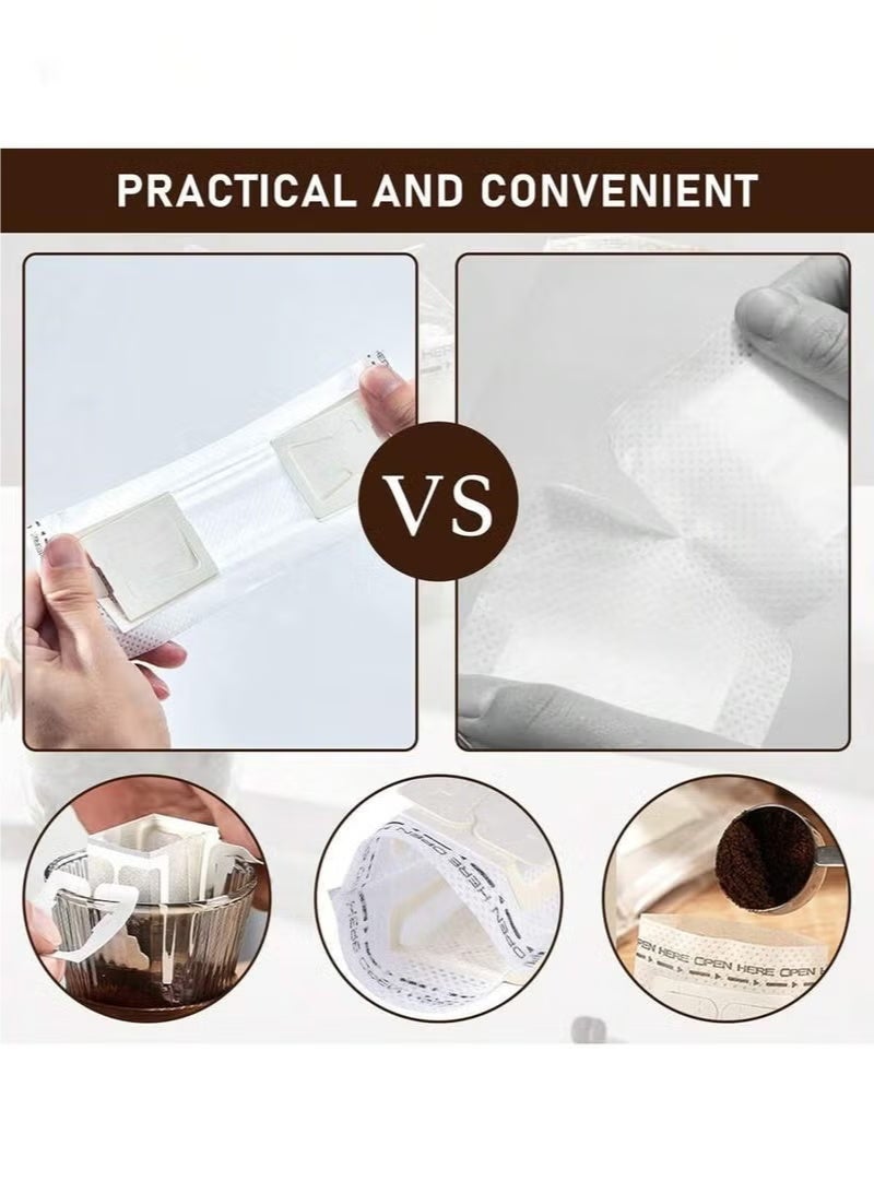 150 قطعة حقيبة فلتر قهوة ورقية بتصميم أذن معلقة، فلتر قهوة ورقي للاستخدام مرة واحدة، متوافق مع مختلف أكواب/أدوات القهوة، مناسب للسفر، التخييم، المنزل، المدرسة، المكتب - Image 5