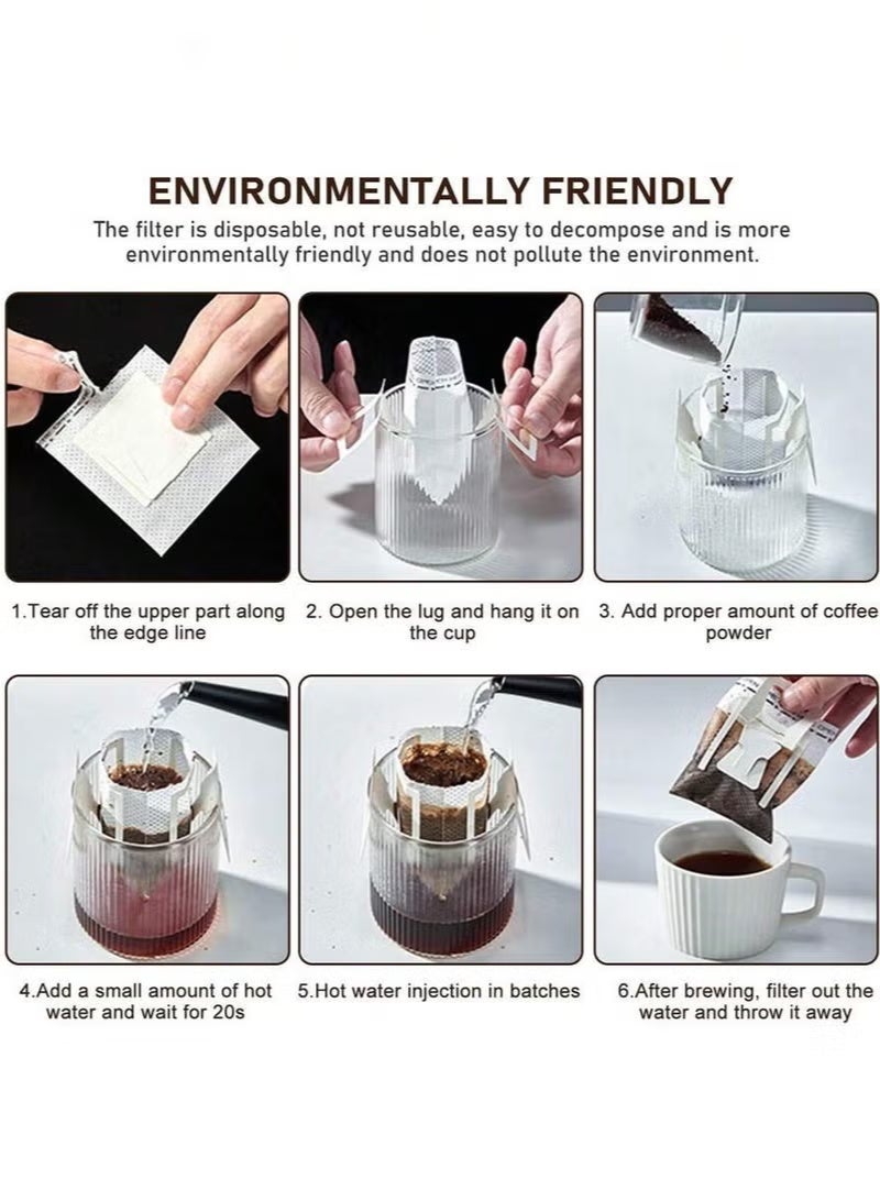 150 قطعة حقيبة فلتر قهوة ورقية بتصميم أذن معلقة، فلتر قهوة ورقي للاستخدام مرة واحدة، متوافق مع مختلف أكواب/أدوات القهوة، مناسب للسفر، التخييم، المنزل، المدرسة، المكتب - Image 3