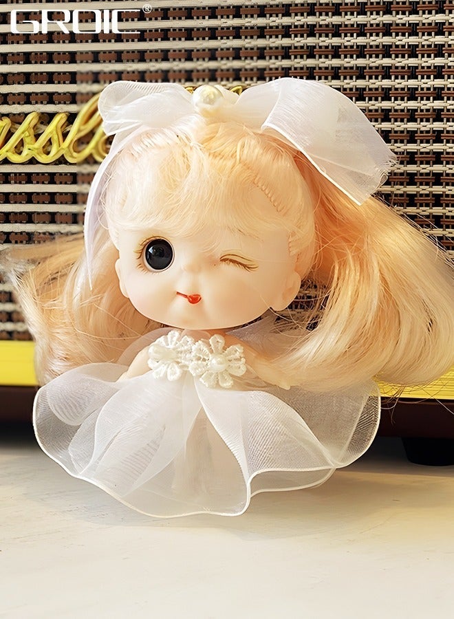 GROIC 2 Pcs 3.93 Inch Little Dolls BJD Doll 7 Ball Jointed DIY Toys with Clothes Outfit Shoes Hair Makeup, Set Mini Lolita Princess for Girls Compatible Houses - Image 5