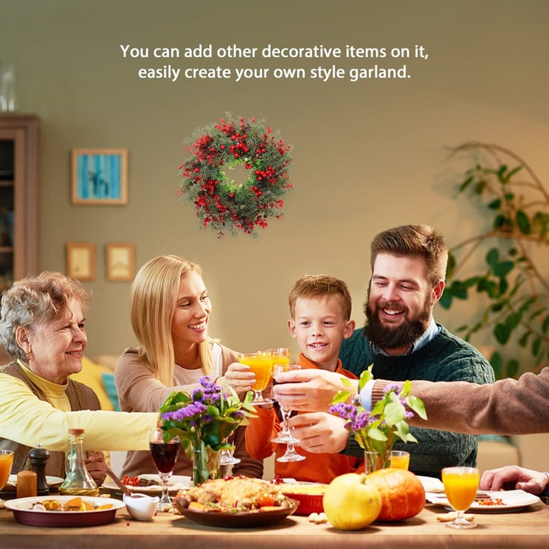 klarako Christmas Red Berry Wreath Artificial Door Wreath with Pine Needle Winter Wreath Christmas Holiday Farmhouse Home Wall Window Festival Wedding Decorations - Image 5