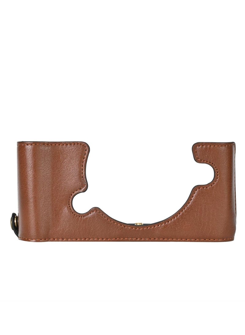 Handmade PU Leather Half Camera Case Bag Cover Bottom Opening Version for Nikon ZF Mini Storage Bag (Coffee) - Image 2