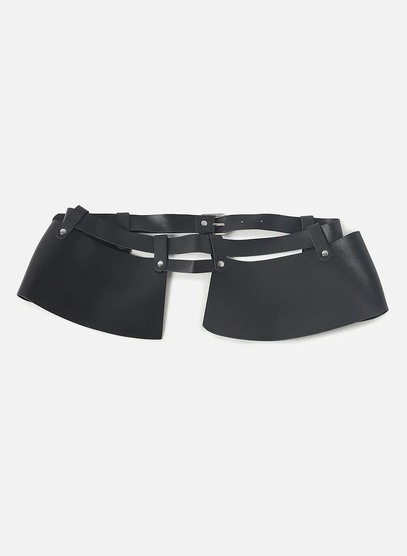 صوص هاوت Black Solid Peplum Belt