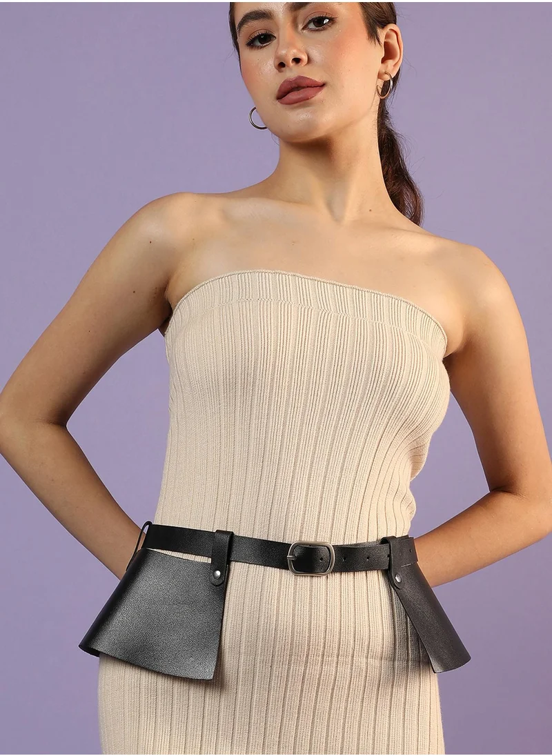 صوص هاوت Black Solid Peplum Belt