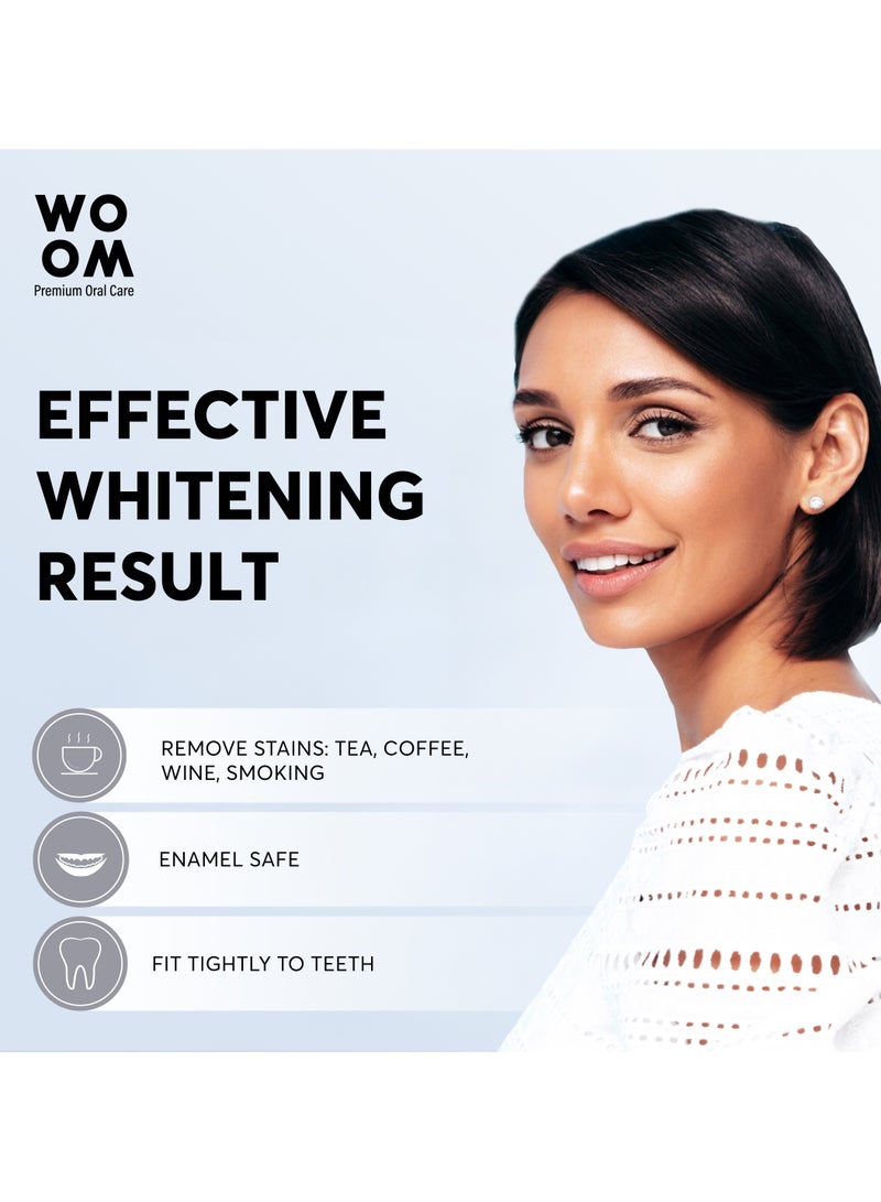 ووؤوم شرائح ووم للتبييض خالية من البقايا، 28 شريطًا | 14 معالجة | تبييض الأسنان الآمن بالمينا | 10 ظلال أكثر بياضاً - Image 3