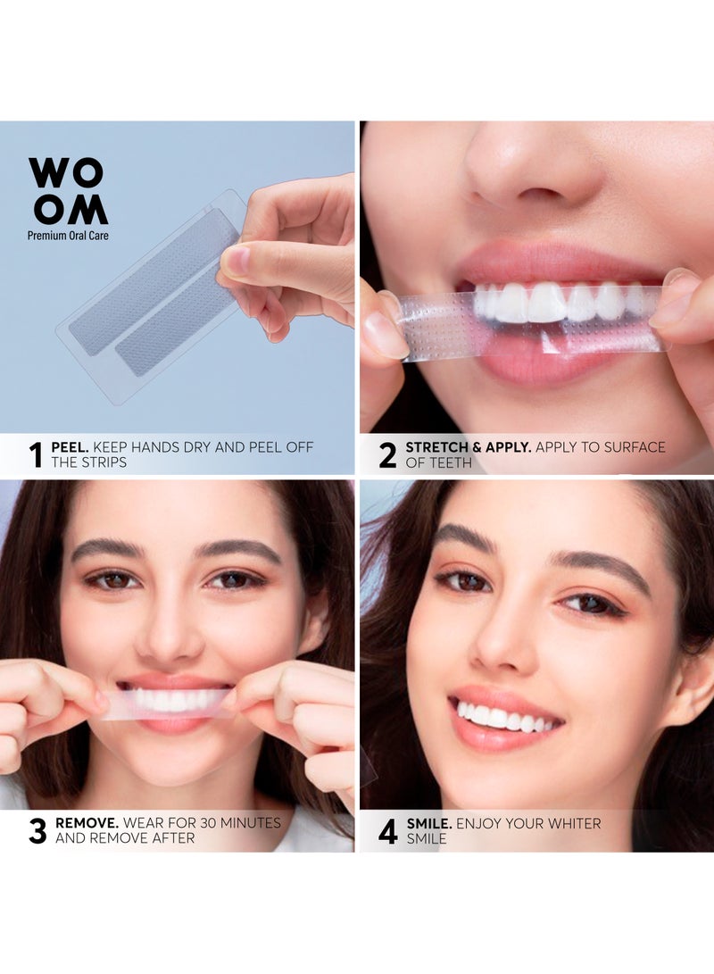 ووؤوم شرائح ووم للتبييض خالية من البقايا، 28 شريطًا | 14 معالجة | تبييض الأسنان الآمن بالمينا | 10 ظلال أكثر بياضاً - Image 5