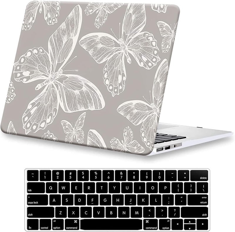KEROM Compatible with MacBook Pro 13 inch Case 2022-2016 Release M2 M1 A2338 A2289 A2251 A2159 A1989 A1706, Plastic Hard Shell Case & Keyboard Cover, Has Logo Cutout, Butterfly - Image 1