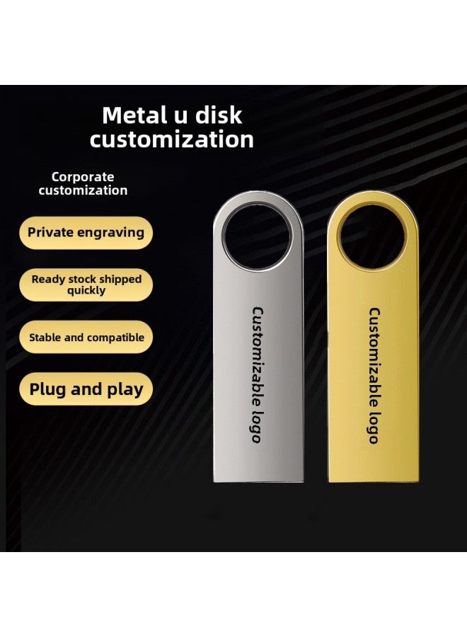 Supply U Disk Customized 8g High-speed USB Disk Lettering Gift Advertising Metal U Disk Tuhao Gold Creative U Disk 16g-Color:Black-Capacity:16GB - Image 2