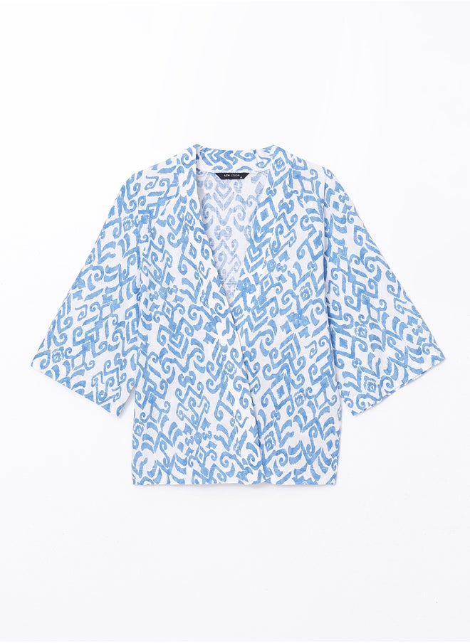 LC WAIKIKI - Shawl Collar Oversize Linen Blend Women's Kimono - Image 1
