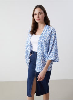 LC WAIKIKI Shawl Collar Oversize Linen Blend Women's Kimono  - Image 1