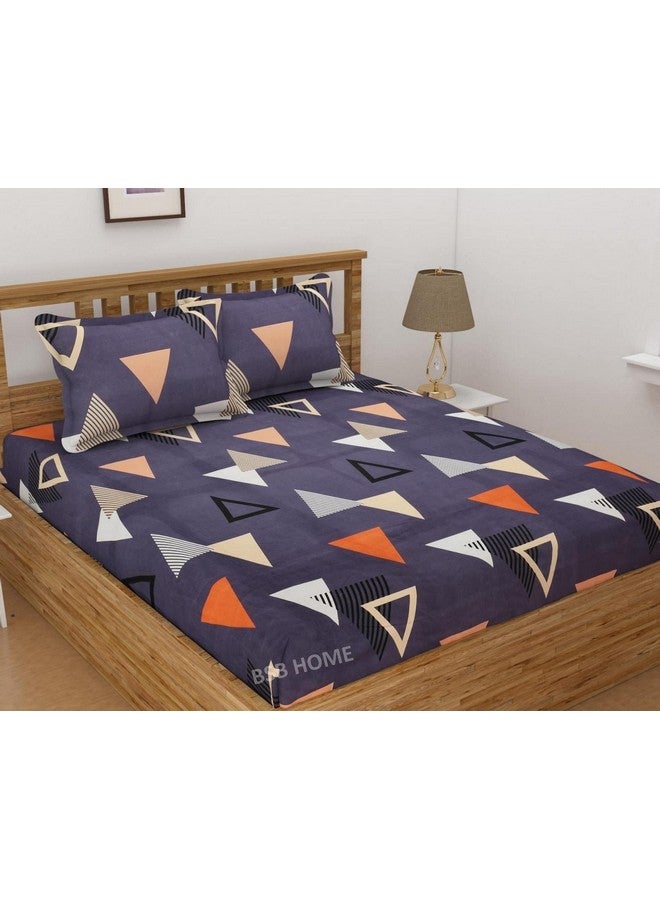 BSB HOME BSB HOME Premium Double Bedsheet with 2 Pillow Covers - 160 TC Supersoft Glace Cotton - Breathable & Wrinkle Free - 3 Pcs Set | Dark Grye and White  - Image 3