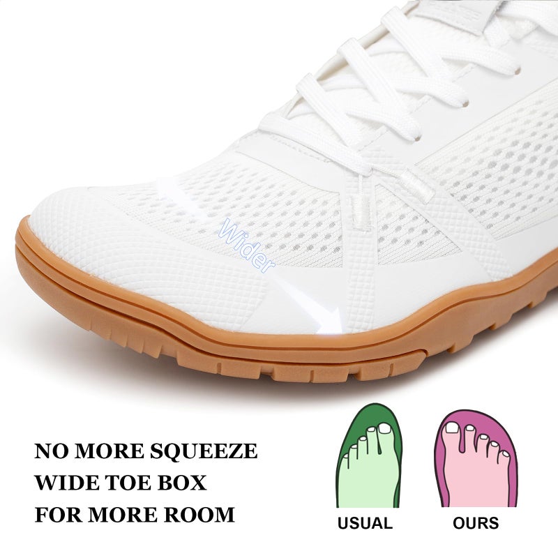 Pulltop Barefoot Trail Running Shoes for Womens - Wide Toe Box | Zero Drop Sole | Minimalist Crossfit Training Shoes White Size 7.5 - Image 4