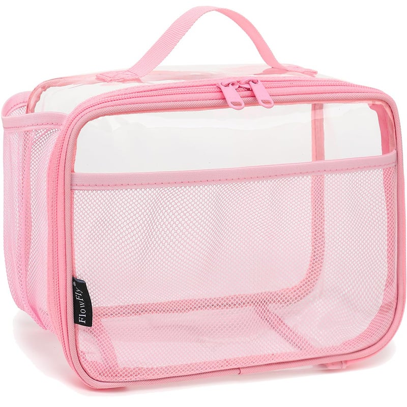 FlowFly Kids Lunch box Insulated Soft Bag Mini Cooler Back to School Thermal Meal Tote Kit for Girls BoysClearPink