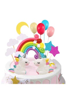 Unicorn Cake Topper Kit, Good Unicorn Cake Topper Cloud Rainbow Star Balloon Cake, 15 Pcs Topper Cake Decorations Stand Up Wafer, for Birthday Wedding Baby Shower Party, Kids Happy Birthday Party