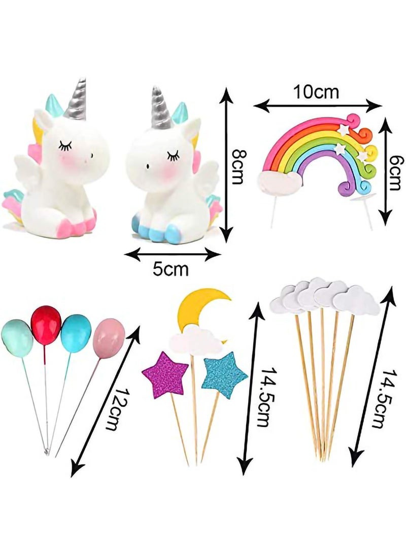 SYOSI - Unicorn Cake Topper Kit, Good Unicorn Cake Topper Cloud Rainbow Star Balloon Cake, 15 Pcs Topper Cake Decorations Stand Up Wafer, for Birthday Wedding Baby Shower Party, Kids Happy Birthday Party - Image 1