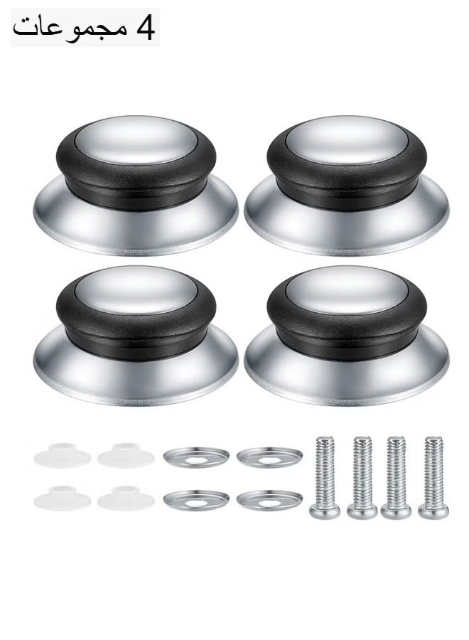 Pot Lid Knobs, 4 Pcs Universal Pot Lid Handle Covers, Heat Resistant Kitchen Cookware Pan Lid Cover Hand Grip Replacement Knobs Handles for Frying Pan Saucepan Lid Cover Handles Knobs - Image 1